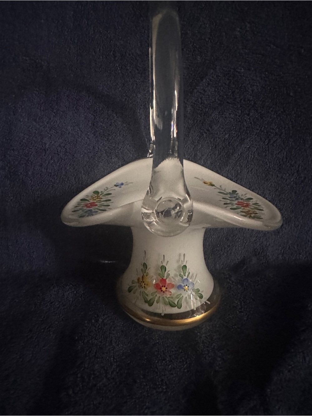 Poschinger hand-painted glass basket vase